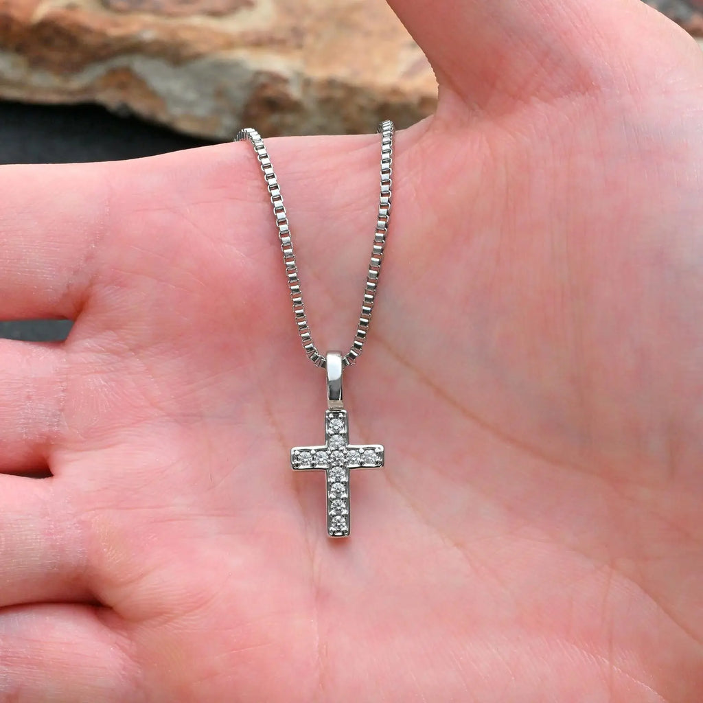 Cross Box Chain Pendant Necklace — Stainless Steel