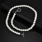 Imitation Pearl Beaded Necklace — OT Buckle Neck Chain