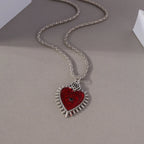 Gothic Skull Love Heart Necklace for Women Men Religious Crucifix Necklaces Punk Jewelry Gifts