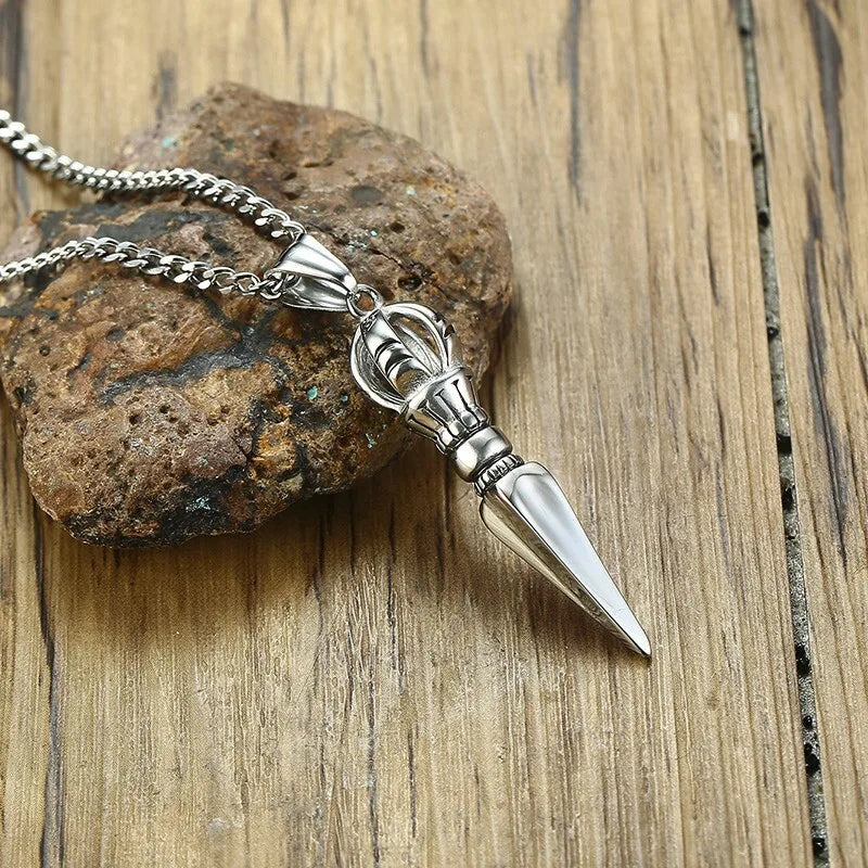 Tibetan Vajra Dagger Pendant Necklace — Stainless Steel
