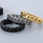 Retro Man Bracelet for Men Solid 18MM 316L Stainless Steel Curb Cuban Link Chain Bracelets Men's Hand Wrist Jewelry