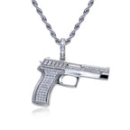 Iced Out Gun Pendant — 925 Silver