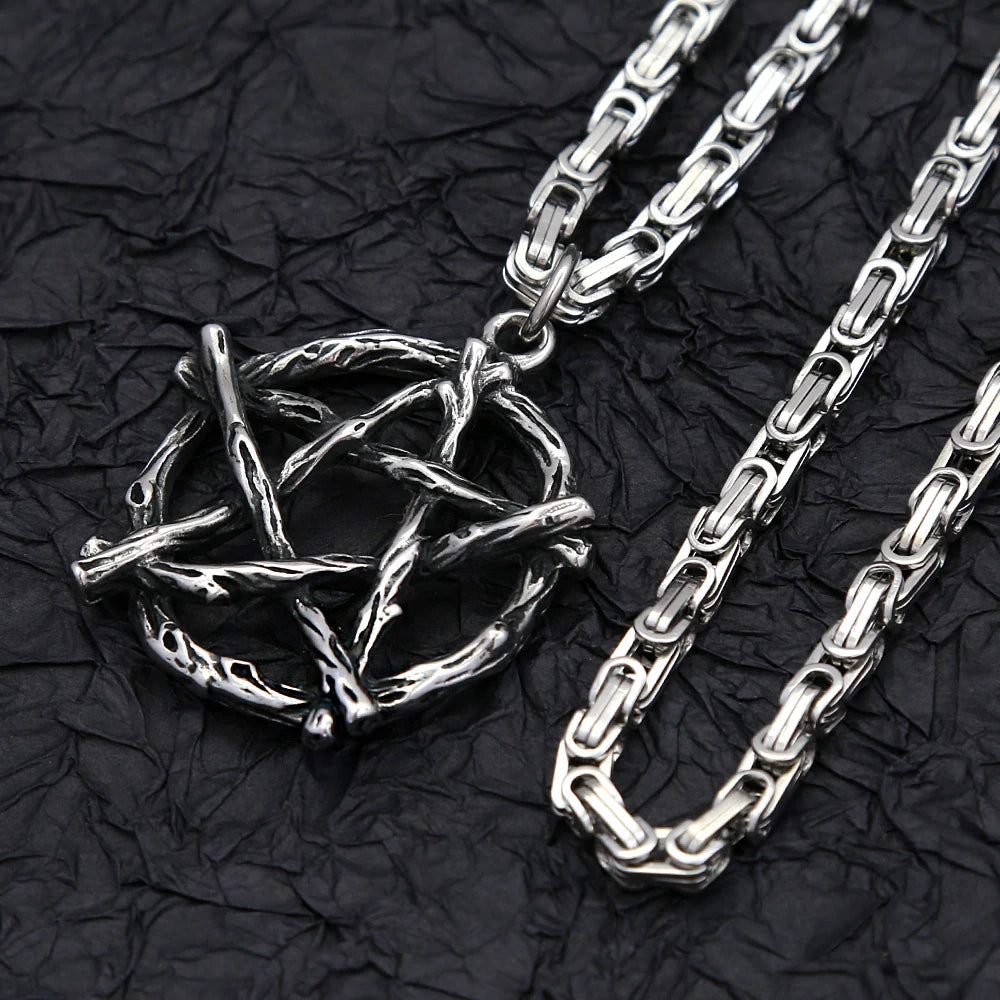 Gothic Steel Pendant Vintage Pentagram Punk