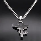 Cross Horus Eye Steel Pendant Ancient Ankh Egypt