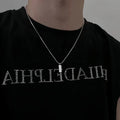 Silver Color Simple Square Pendant Necklace Retro Stainless Steel Long Men Necklace Fashion Hip Hop Jewelry Trendy Accessories