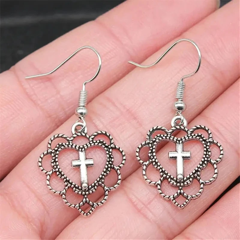 Evil Eye Hamsa Hand of Fatima Drop Earrings — Zinc Alloy