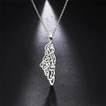 My Shape Palestine Arabic Pendant Necklaces for Women Men Country Geographic Charms Chain Choker Fashion Stainless Steel Jewelry