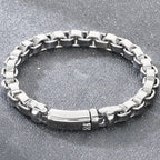 Vintage Cool 316L Stainless Steel Bracelet for Man 8MM Width Box Link Chain Cuff Bangle Classy Mens Boys Birthday