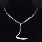 Grim Reaper Silver Pendant Necklace — Stainless Steel