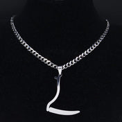 Grim Reaper Sickle Silver Pendant Necklace — Stainless Steel