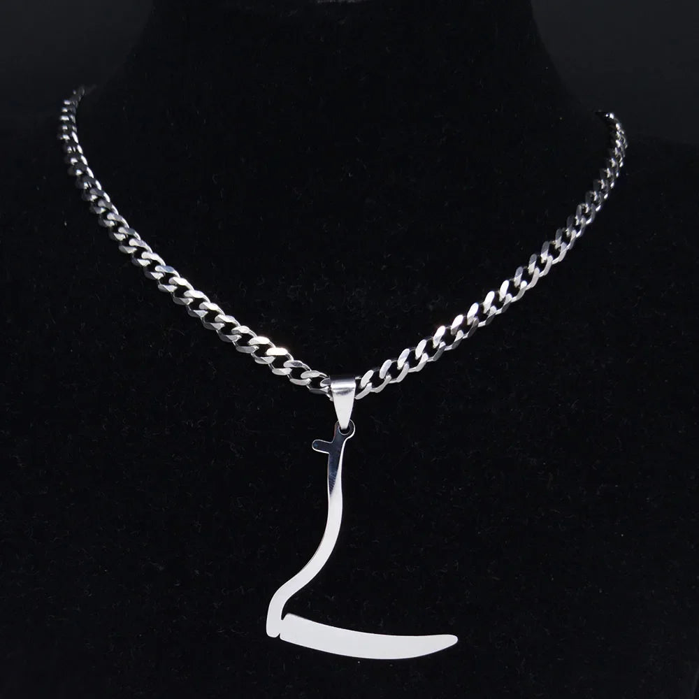 Grim Reaper Silver Pendant Necklace — Stainless Steel