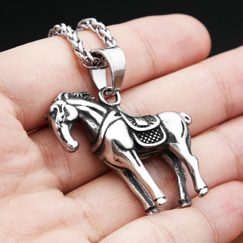 Horse Pendant Necklace — Stainless Steel