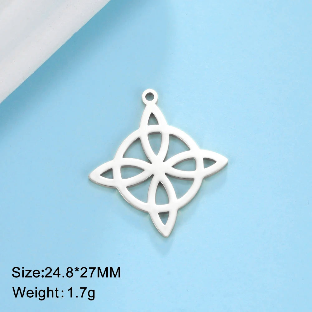 Trinity Witch Knot Charm Pendant — Steel