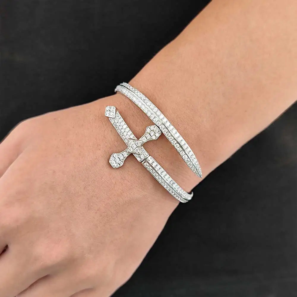 Iced Out Sword Bracelet Gold 18K