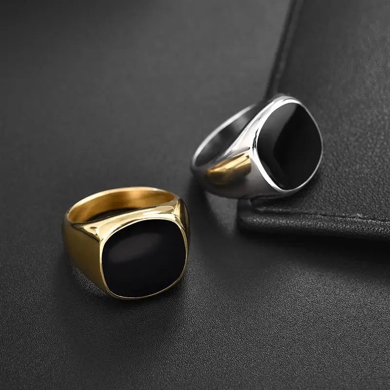 Jiayiqi Men'S Ring Punk Rock 316L Stainless Steel Signet Ring For Men Hip Hop Party Jewelry Male Wedding Gift Custom