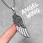 Angel Wing Pendant Necklace — Stainless Steel