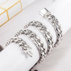 Hip Hop Punk 12mm Curb Cuban Chain Necklaces For Men 925 Sterling Silver Link Chain Chokers Solid Silver Metal on Neck Jewelry