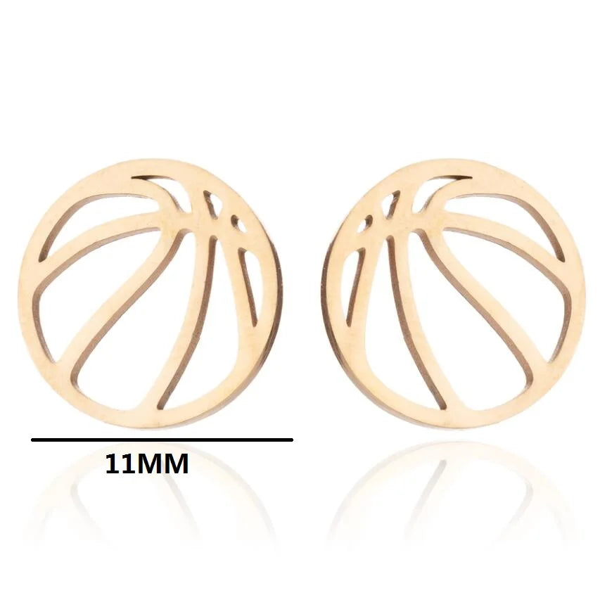 1Pair Punk Black Basketball Earrings for Women Men Stainless Steel Fashion Geometric Ball Shape Stud Earrings Sport