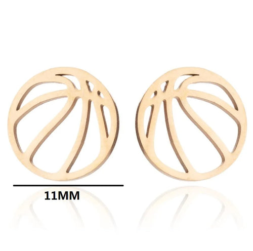 1Pair Punk Black Basketball Earrings for Women Men Stainless Steel Fashion Geometric Ball Shape Stud Earrings Sport