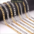 LUXUSTEEL Basic Punk Stainless Steel Chain Necklace For Women Men Cuban Figaro Braided Wheat Link Choker 5MM/7MM