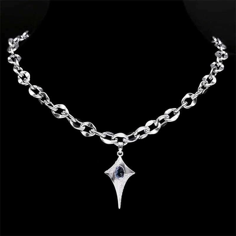 Star Steel Pendant Punk Kpop Shiny Bling Choker