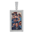 Iced Out Rectangle Photo Pendant Necklace