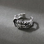 Retro Punk Skull Design Ring For Men Adjustable Personality Gothic Style Fashion Metal Bone Shape Ring Jewelry