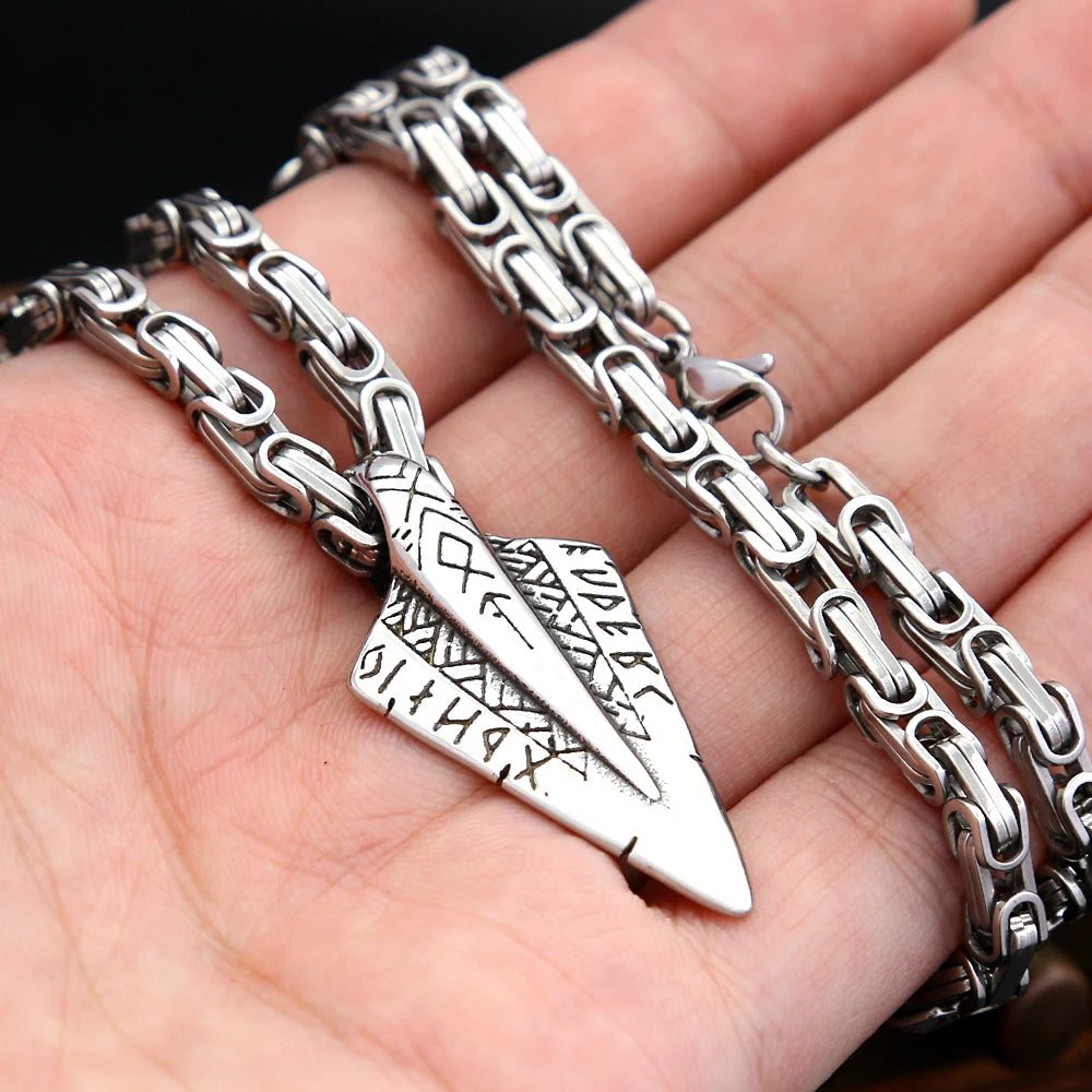 Viking Spear Stainless Steel Pendant Necklace