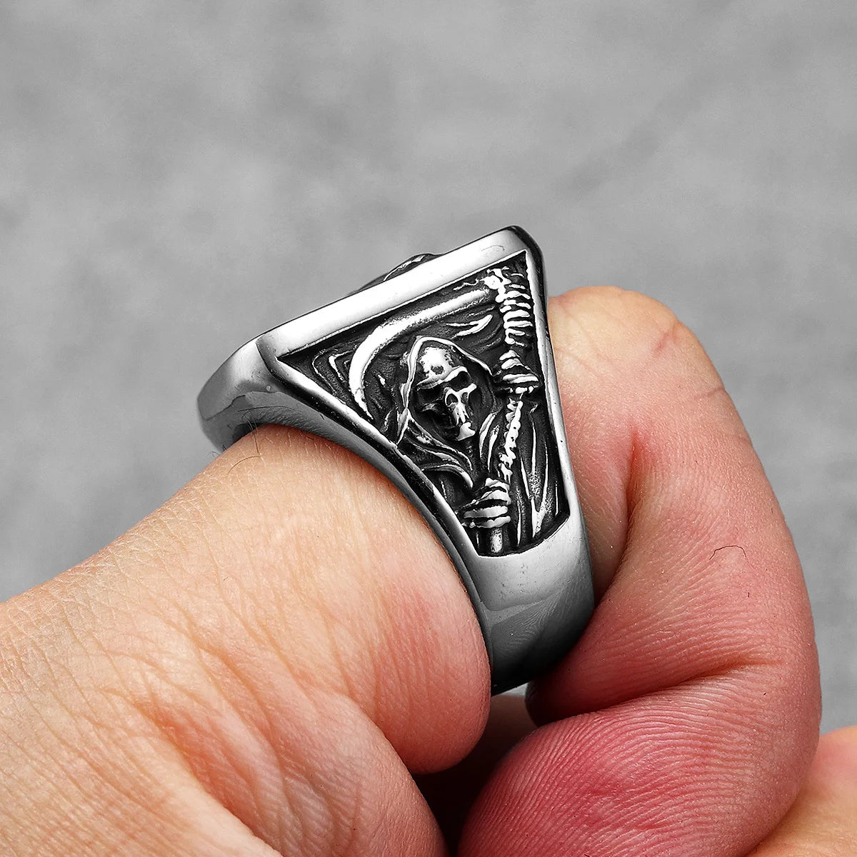 Grim Reaper Skull Ring — Stainless Steel