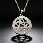 Rune Steel Pendant 316L Pentagram Snake Entwined