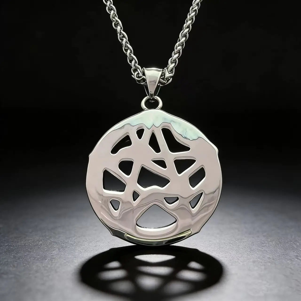 Rune Steel Pendant 316L Pentagram Snake Entwined
