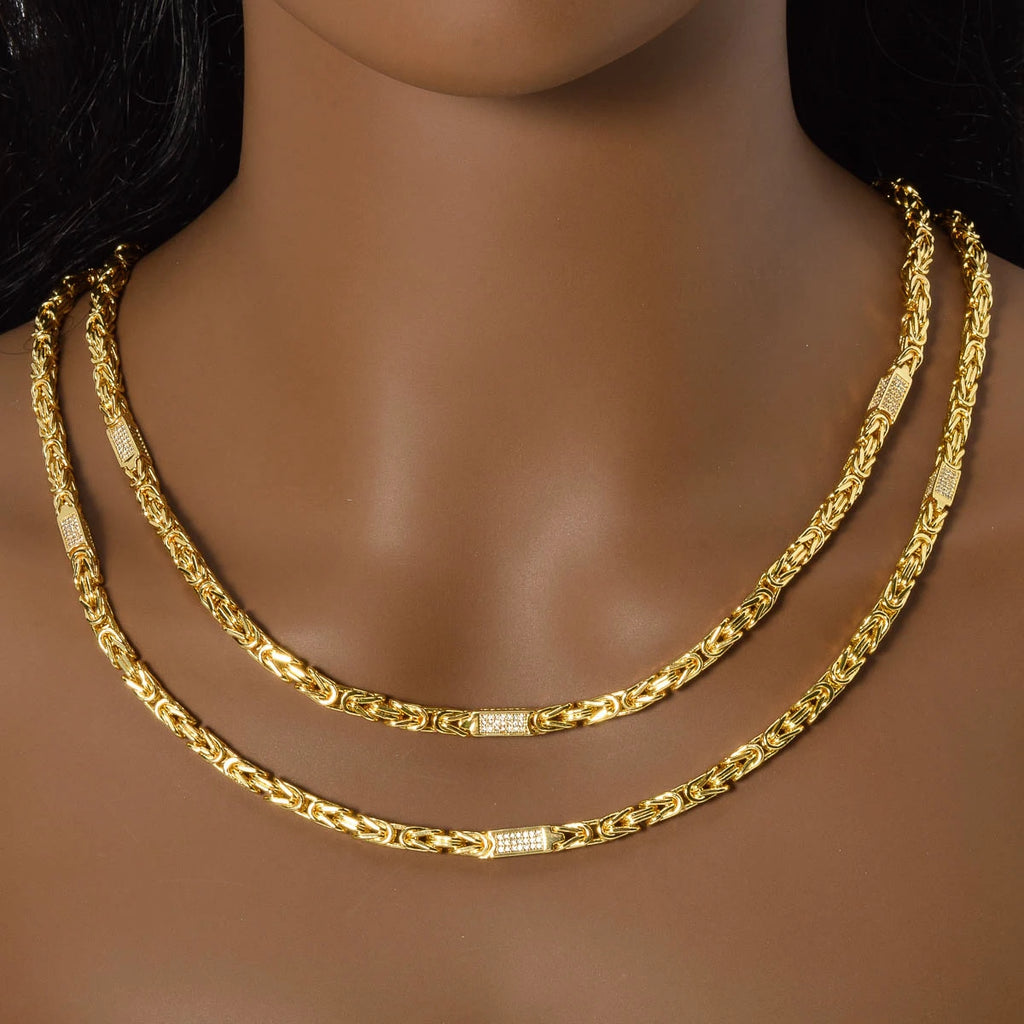 Dubai 18k Gold-Plated Men's and Women's Necklace Multi-Layer Woven Three-Dimensional Zirconia Hip-Hop Party Jewelry