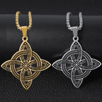 Silver Color Stainless Steel Pattern Witch Knot Pendant Necklace Celtic Knot Lucky Jewelry Christmas Gift for Friends Family