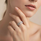 S925 Sterling Silver with Moissanite American Street Hip Hop Cuban Ring, Unisex, Gemstone Jewelry | Gifts for Mother |