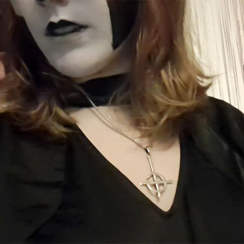 Cross Ghost Band Chain Necklace — Stainless Steel
