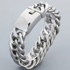 Cool 17MM Width Curb Cuban Link Chain Bracelet for Man Polished Stainless Steel Men's Bracelets Punk Rock Jewelry