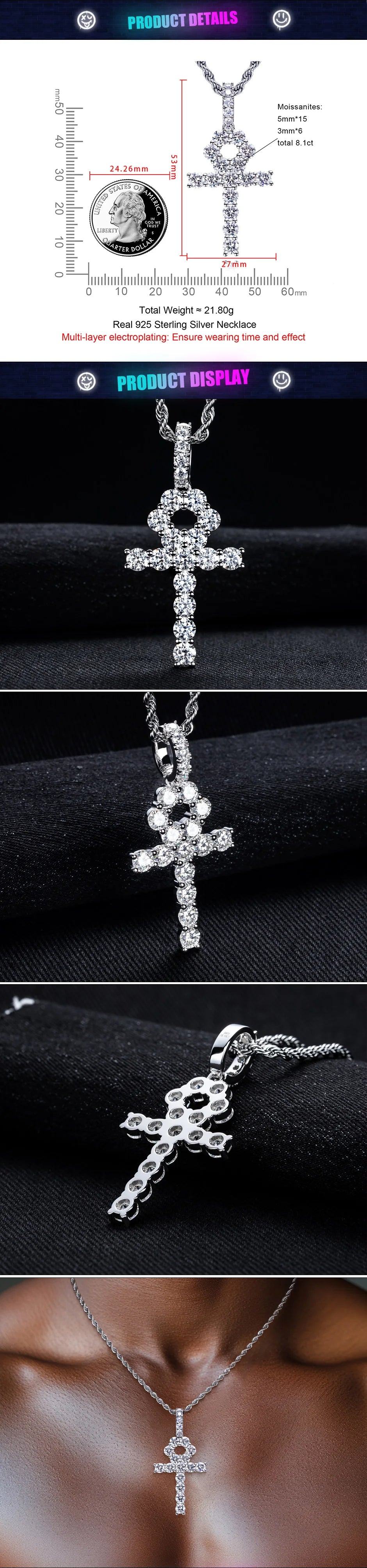 Iced Out Cross Pendant — 925 Silver