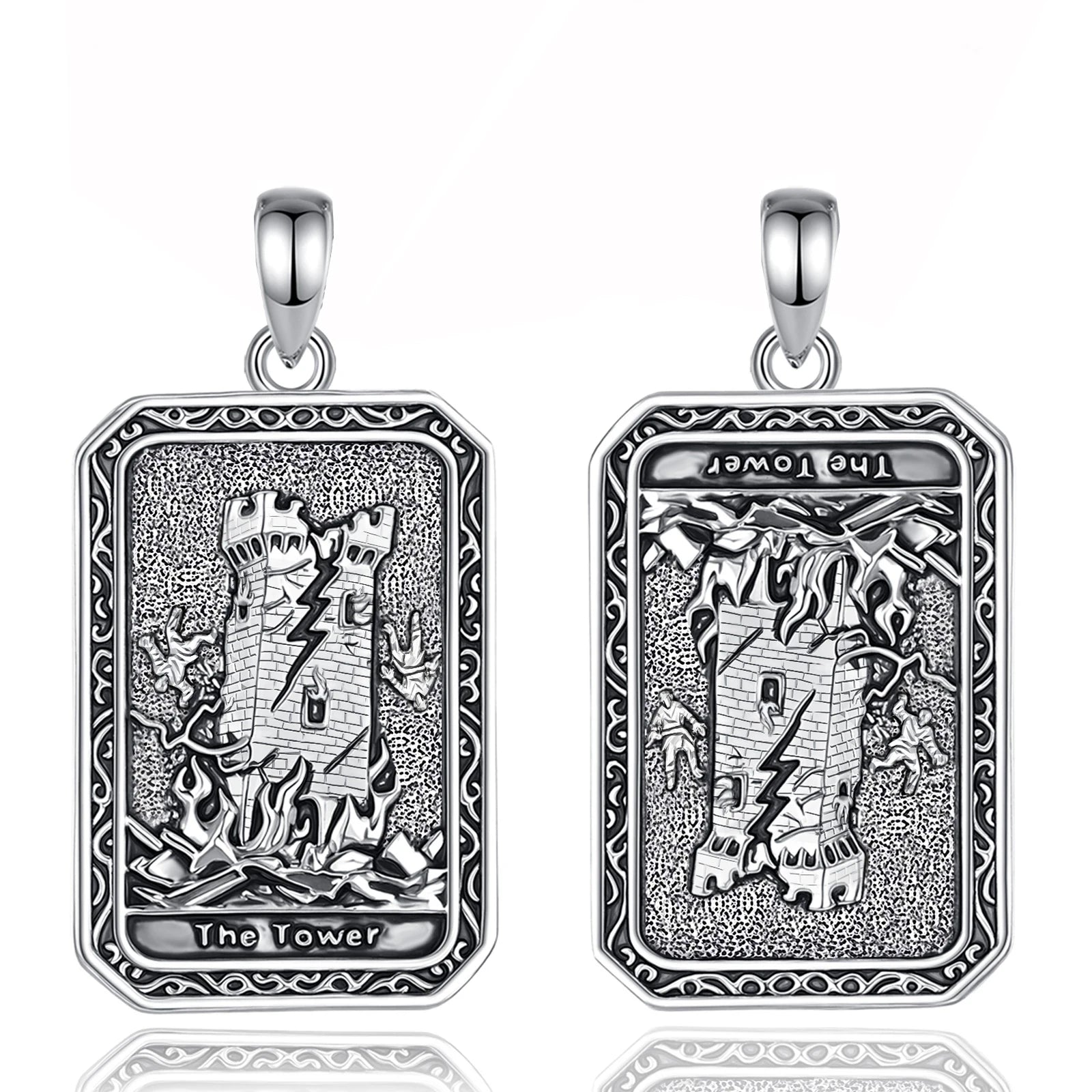 Eudora The Tower Tarot Cards Necklace Copper Vintage Major Arcana Divination Pendant Spiritual Jewelry Amulet Gift for