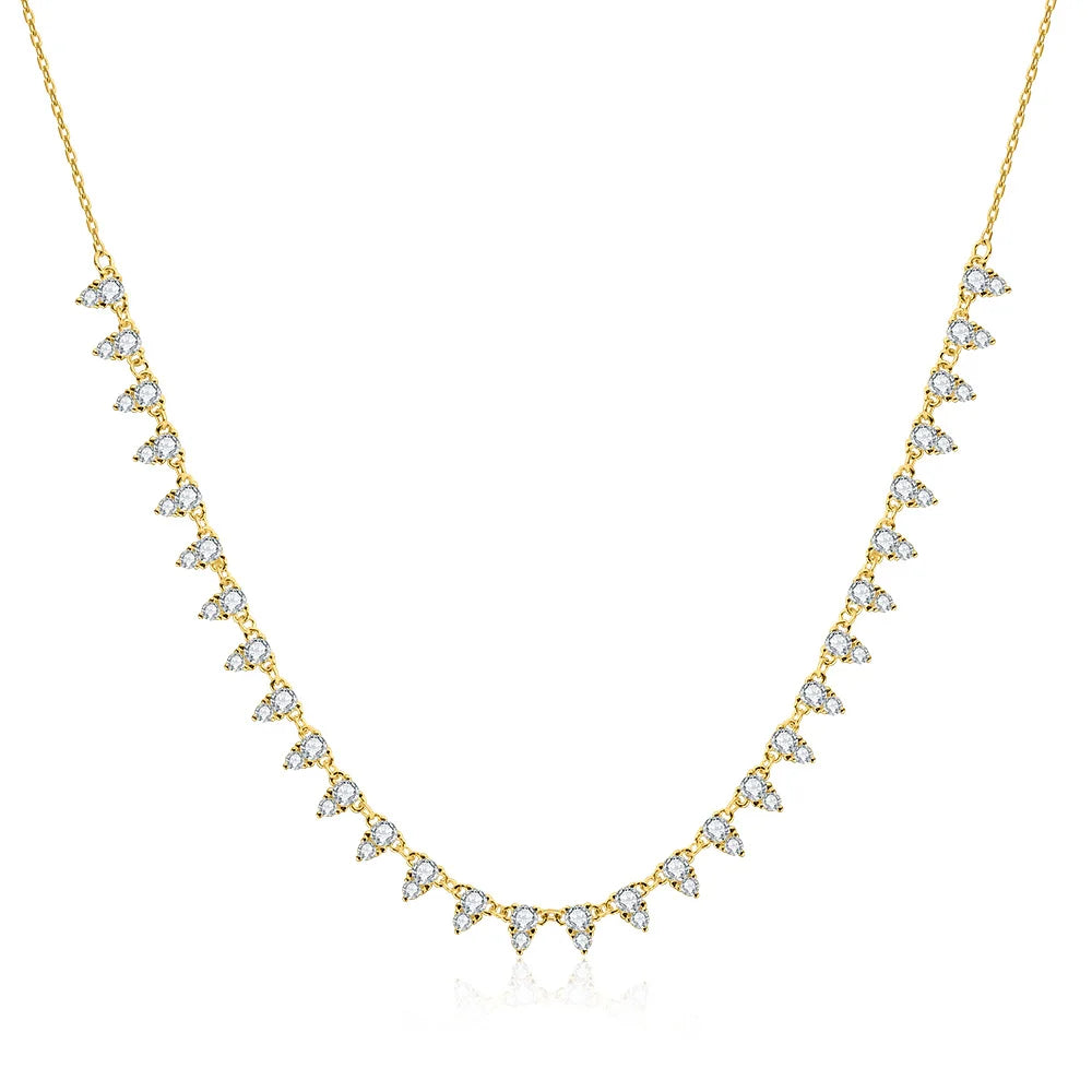 KNOBSPIN 2mm/3mm D Color Moissanite Tennis Necklace s925 Sterling Silver 18inch Chain, Wedding Necklaces for Women Fine