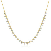Silver-Tone Moissanite Tennis Necklace 2-3MM 18in