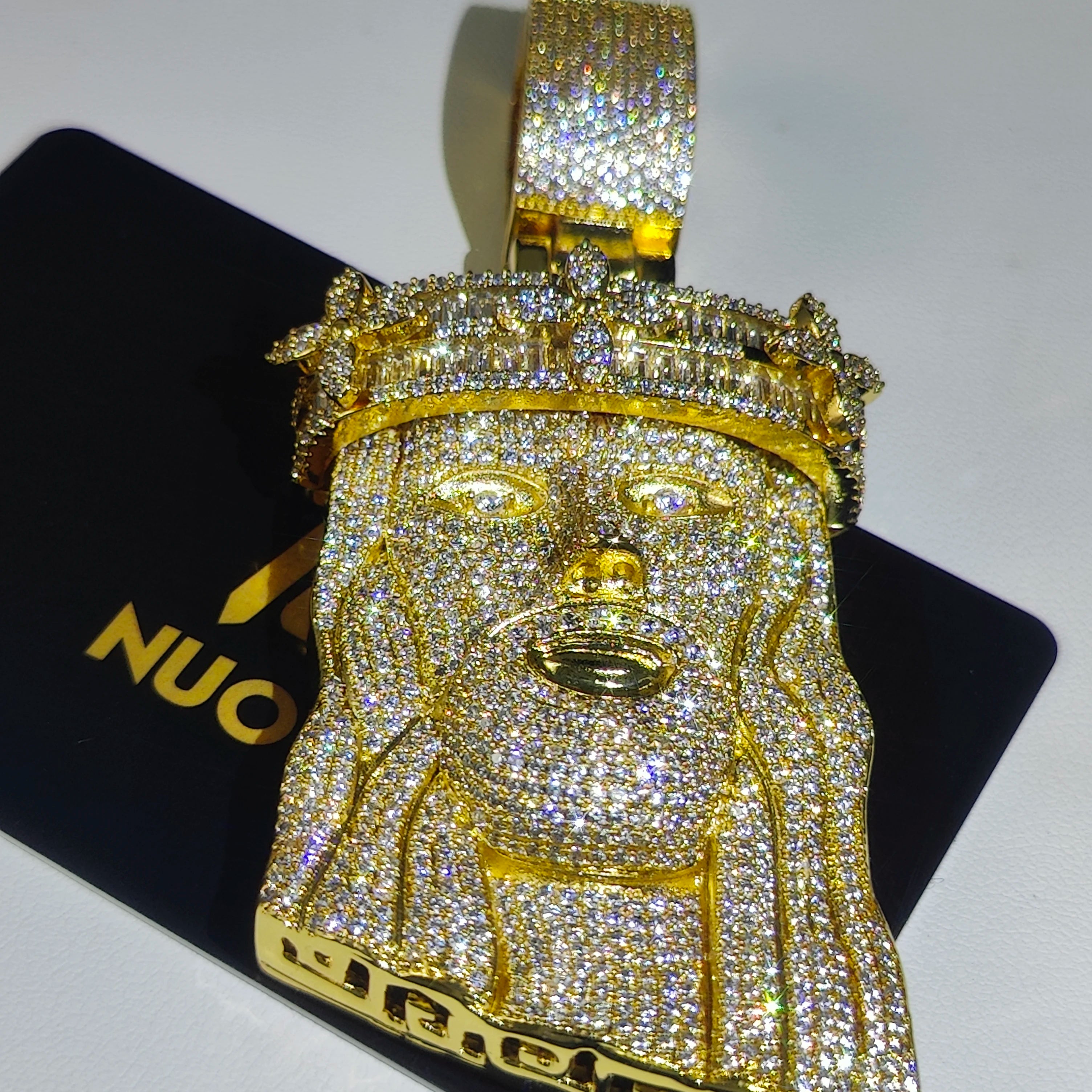 Crown Jesus Pendant Necklace Iced Out