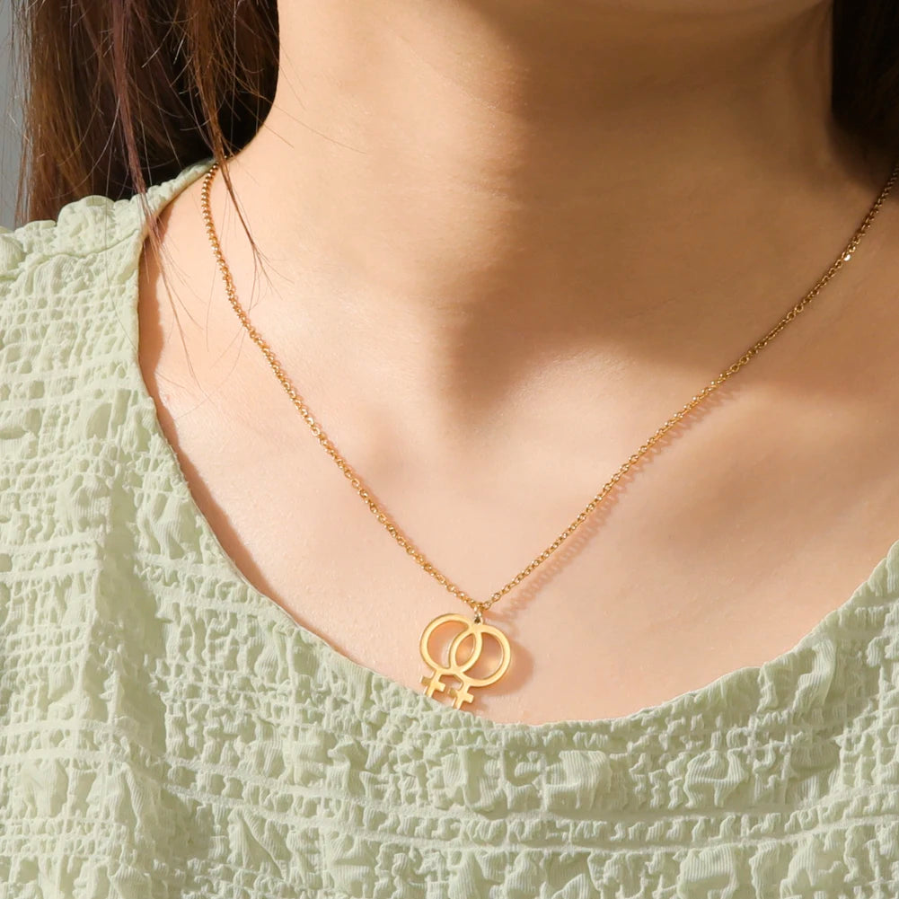 Amaxer Vintage Female Symbol Feminist Venus Necklace for Women Pendant Necklaces Chain Choker Jewelry Gift