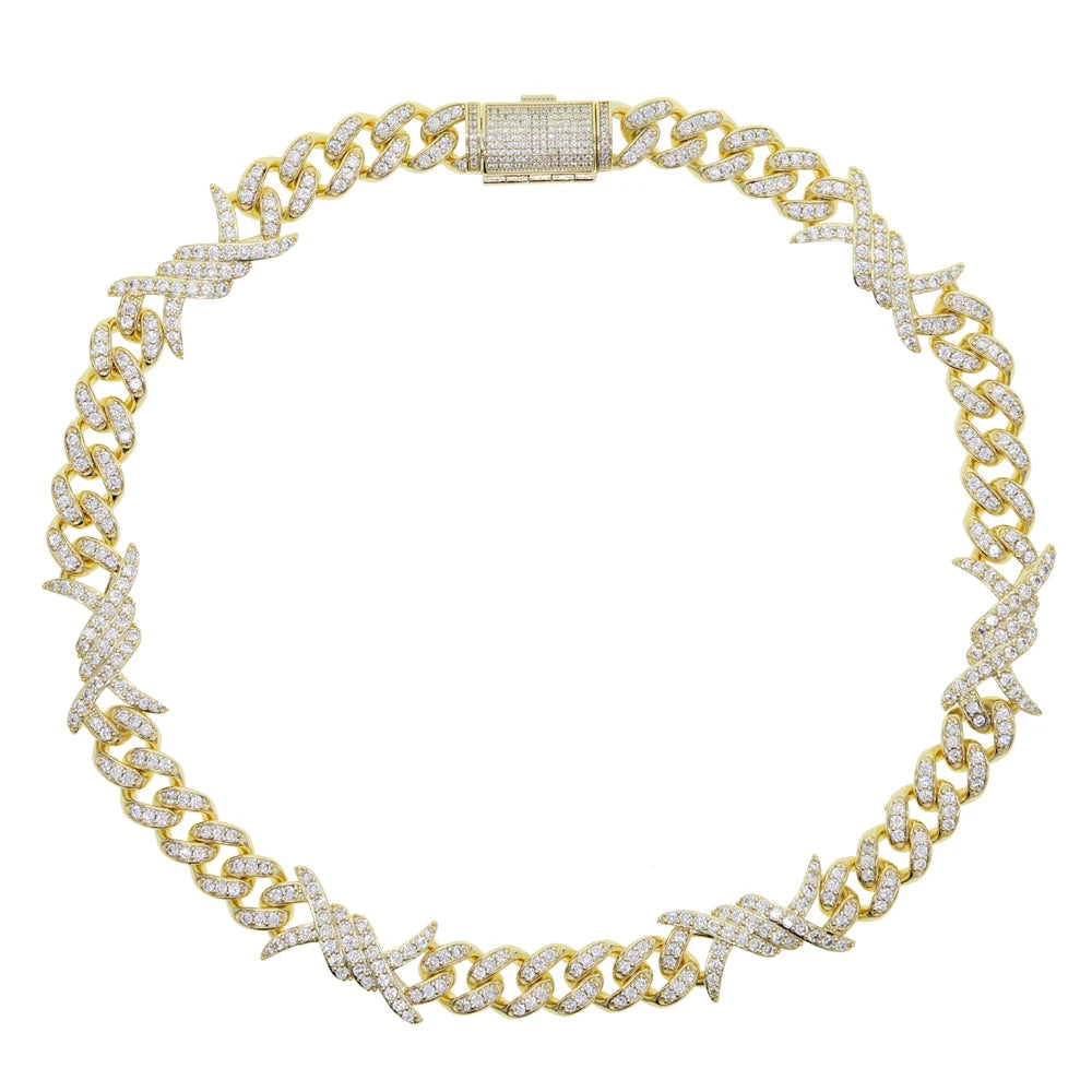 Iced Out Bling Miami Cuban Chain Necklace Gold Silver Color CZ Cubic Zirconia Link Men Women Hip Hop Jewelry