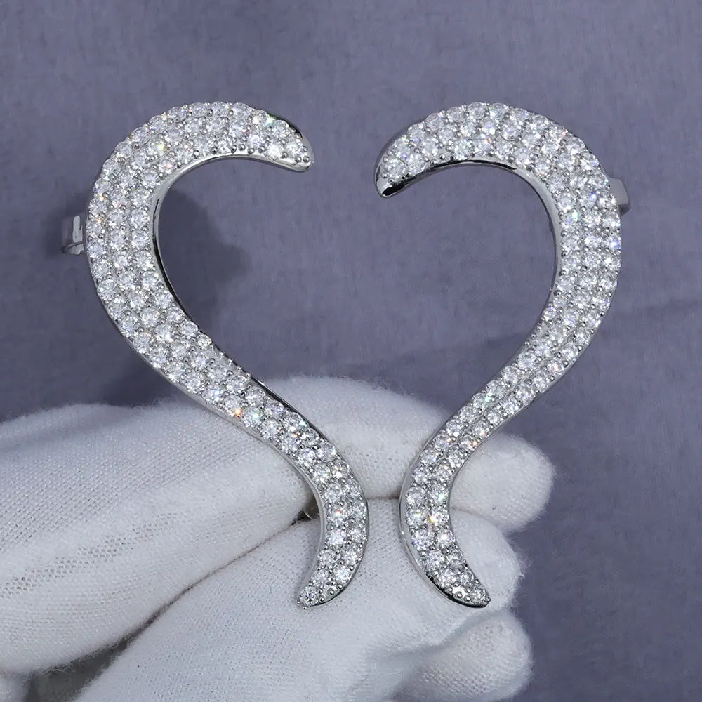 Gothic 925 Silver CZ Stud Earrings Iced Out