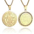 Hip Hop Iced Out San Benito San Benito Holy Medal Pendant Jesus Necklace Religious Amulet Jewelry for Men and Women