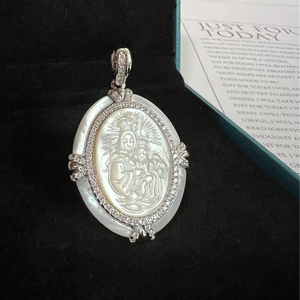 Virgin Mary Silver Pendant Necklace