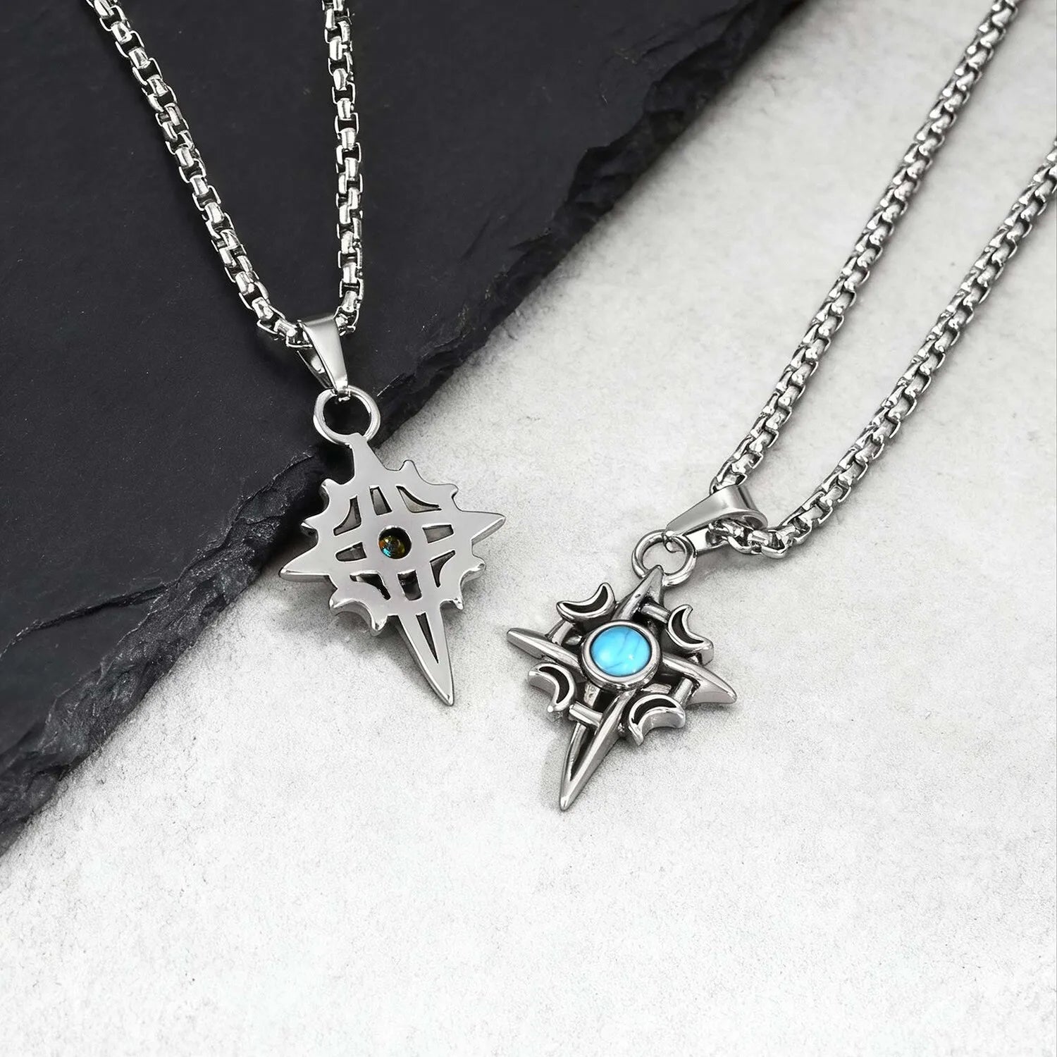 Viking Celtic Stone Pendant Necklace — Stainless Steel