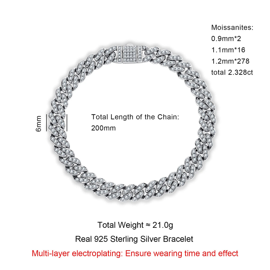 Iced Out Cuban Bracelet — 925 Silver