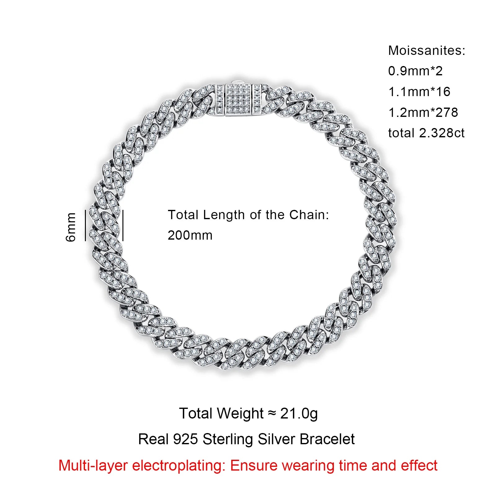 Iced Out Cuban Bracelet — 925 Silver