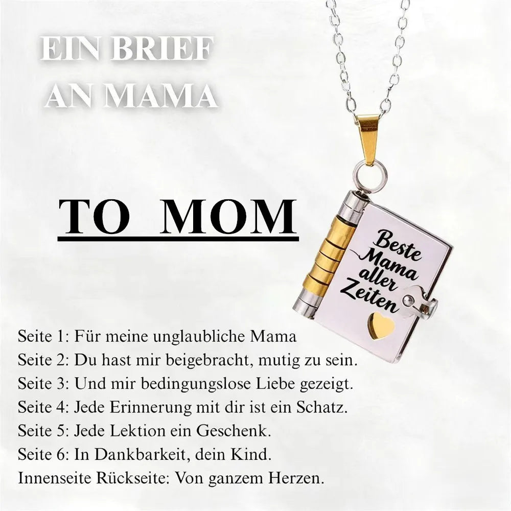 Spanish Granddaughter Book Necklace Engraved Information Heart Locket Pendant Gifts From Grandma Jewelry